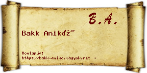 Bakk Anikó névjegykártya