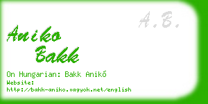 aniko bakk business card
